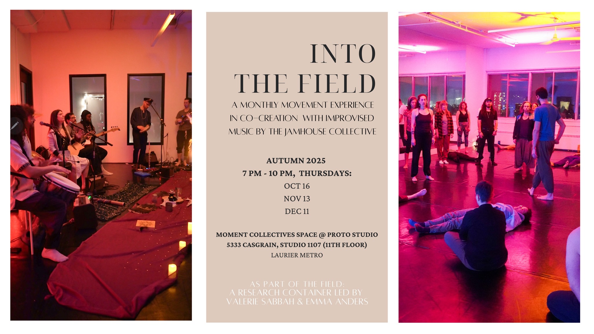 INTO THE FIELD: A movement experience w improvised music by the Jamhouse Collective •• DEC 11 ••