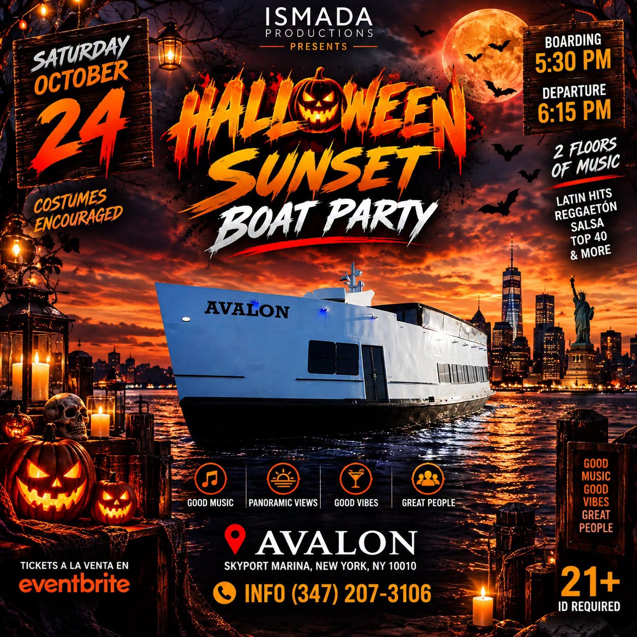 Halloween Sunset Boat Party NYC 2 Floors of Latin Music