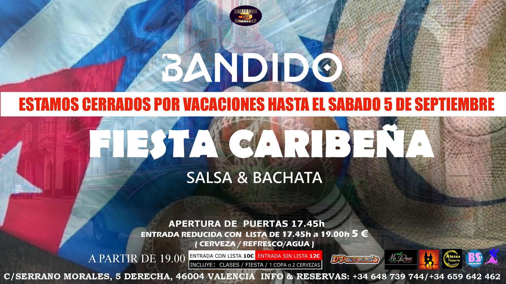 Fiesta Caribeña en BANDIDO INAUGURACION 5 DE SEPTIEMBRE