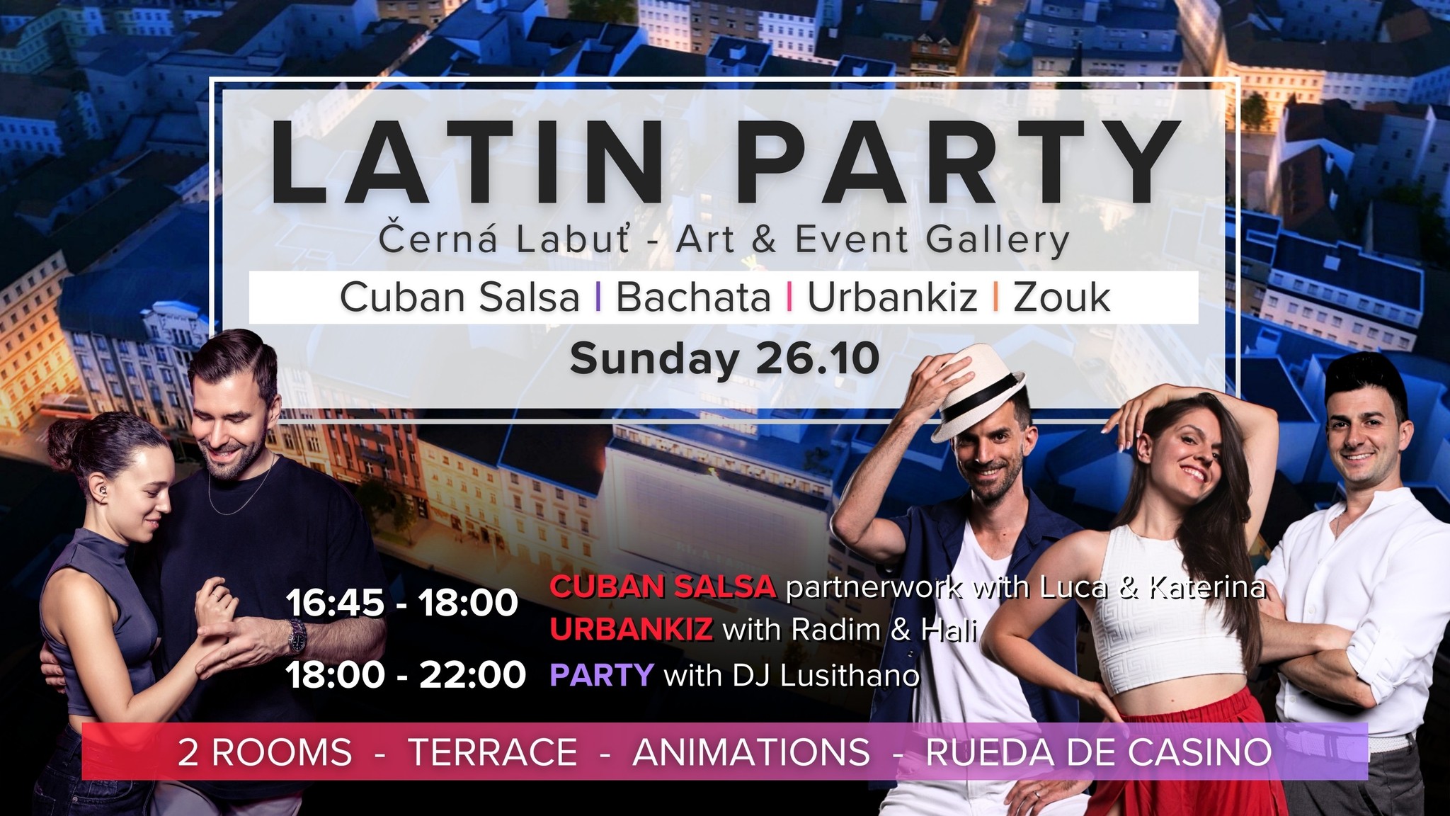 Latin Party in Černá Labuť Cuban Salsa-Bachata-UrbanKiz-Zouk