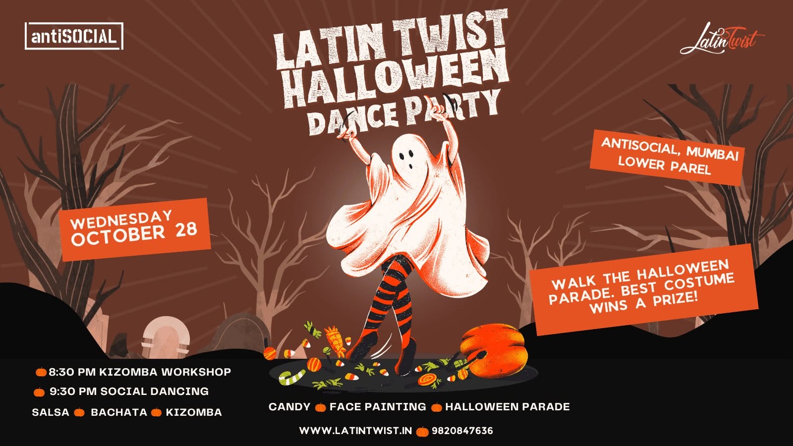 Wednesday 28th October - Latin Twist Halloween at antiSOCIAL Salsa, Bachata & Kizomba 🎃