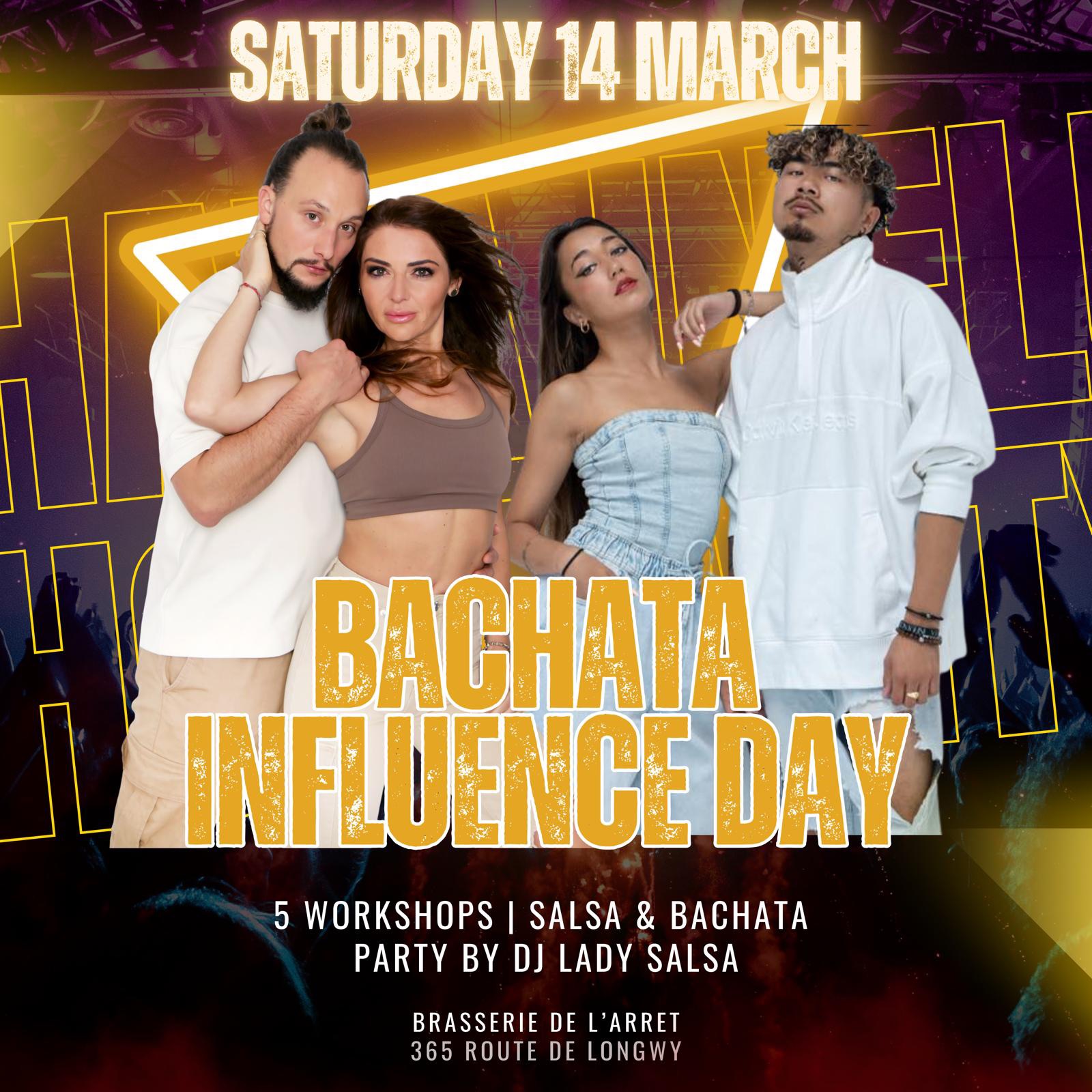 1st 100% Bachata INFLUENCE Day by Melvin&Gatica with Emilien and Tehina (F) Manuel and Nergiz (D)