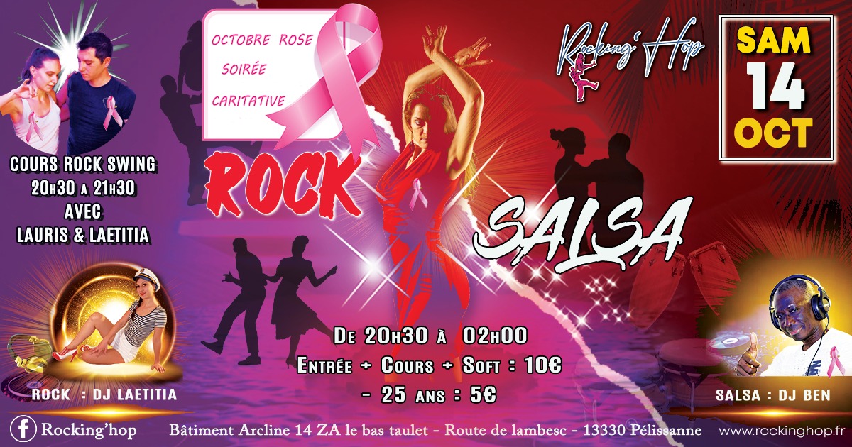 Soirée mensuelle ROCK-SALSA de Rocking'hop spéciale octobre Rose