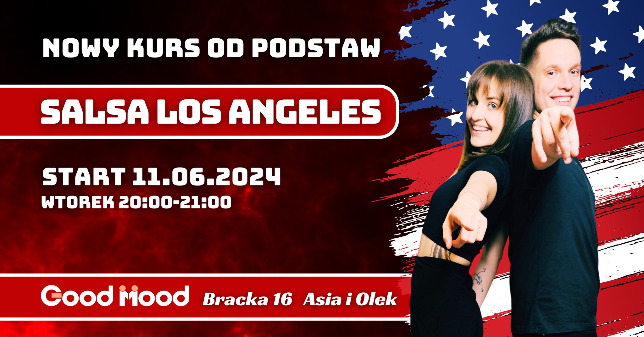 SALSA LOS ANGELES od podstaw ★ NOWY Kurs Tańca ★ Wtorki 20:00 ★ 11.06.2024 ★ Good Mood Bracka 16