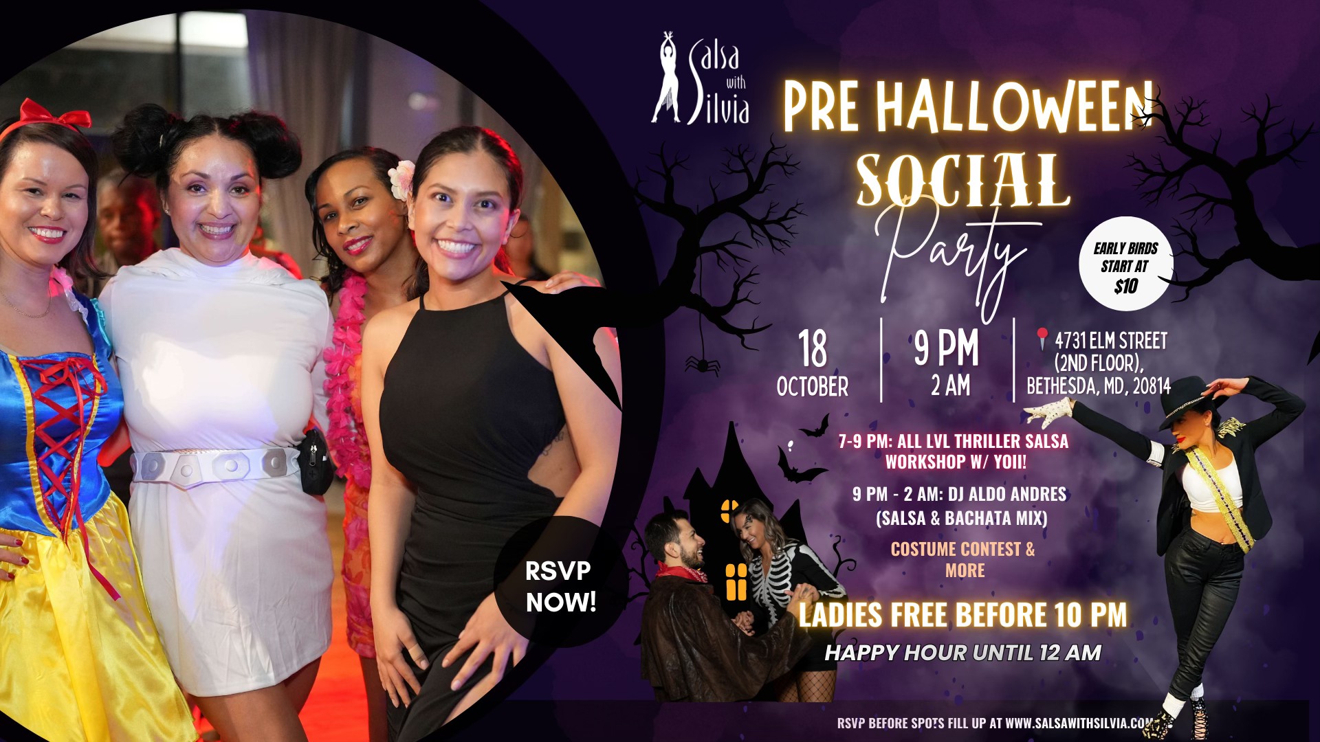 PRE HALLOWEEN SOCIAL PARTY (9 PM - 2 AM) + A 2-HR ALL LEVEL THRILLER SALSA WORKSHOP w Yoii (7-9 PM)