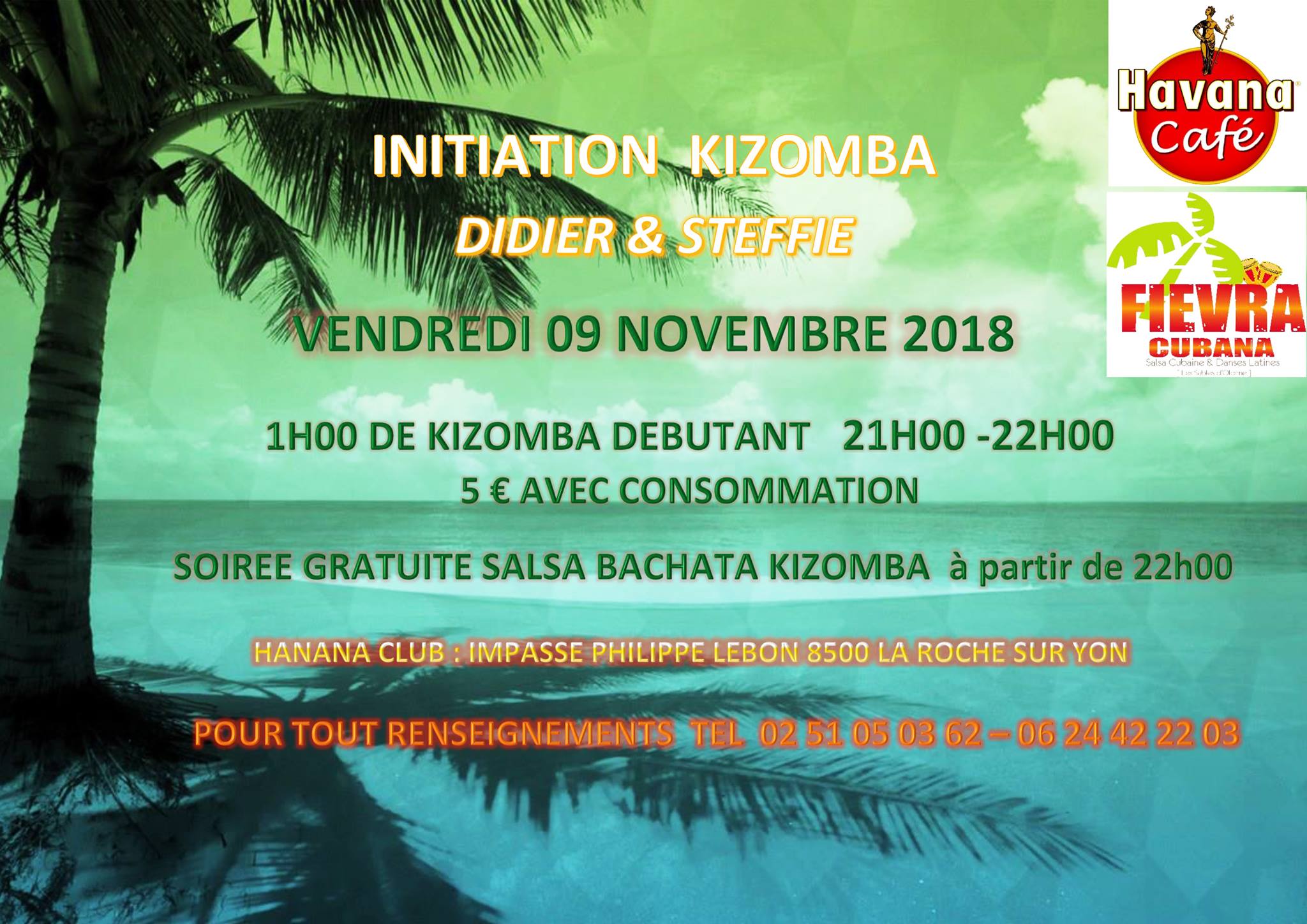 Initiation kizomba & soirée sbk havana club la roche sur yon