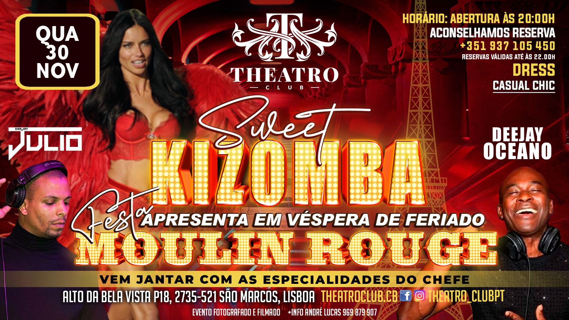 Sweet Kizomba apresenta festa Moulin Rouge com DJ Oceano & Dj Júlio
