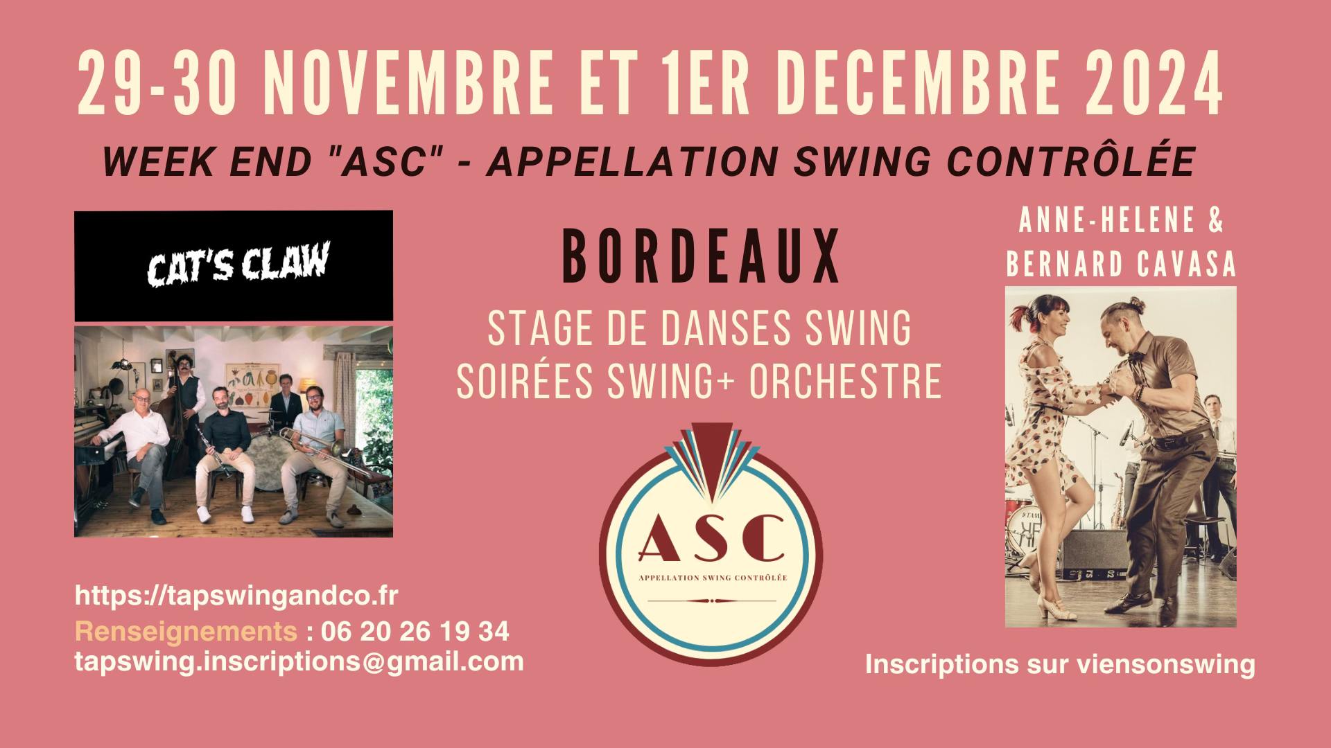 Festival ASC - Musicalité - Balboa - AH et BCAVASA - Band CAT's CLAW - COURS COMPLETS