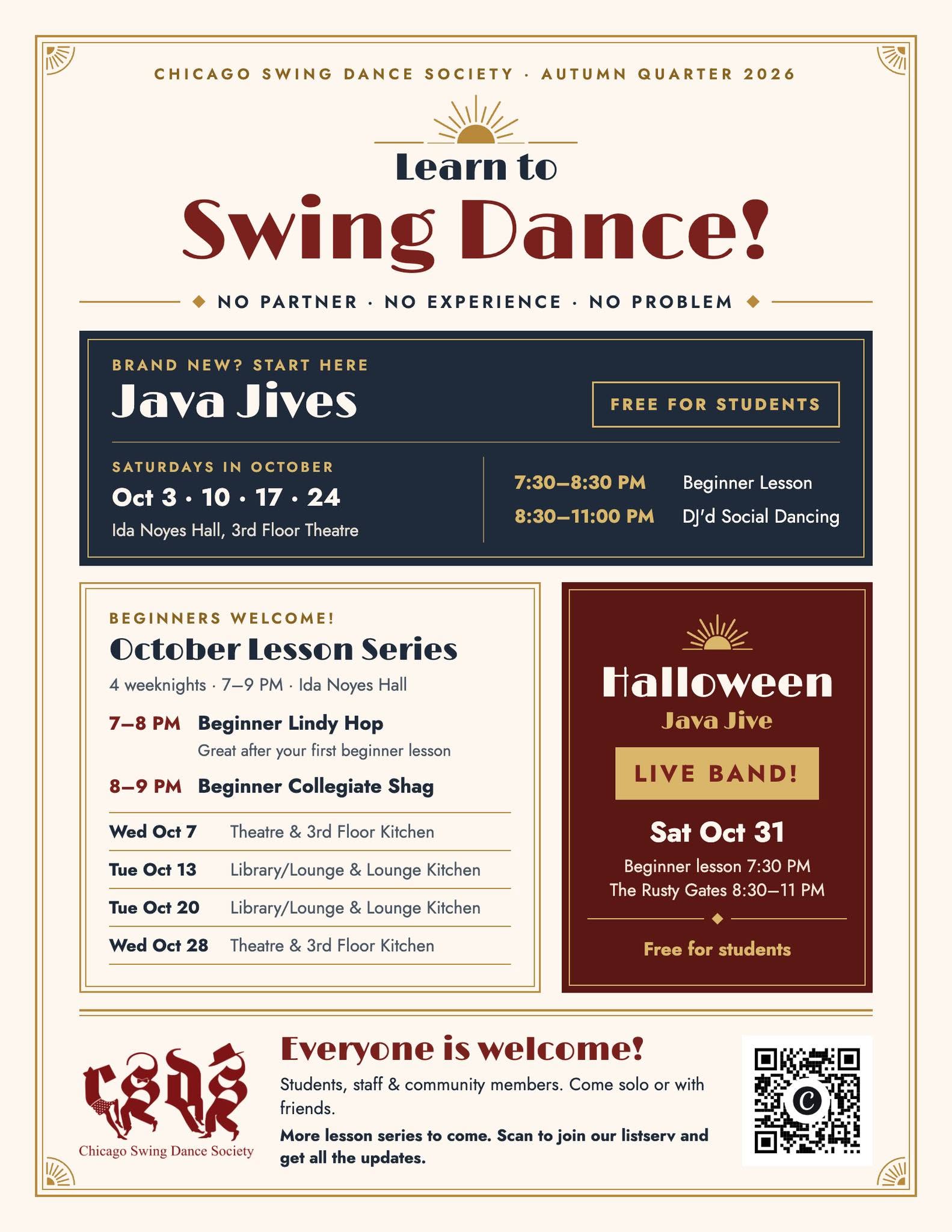 October lesson series: Beginner Lindy + Collegiate Shag!