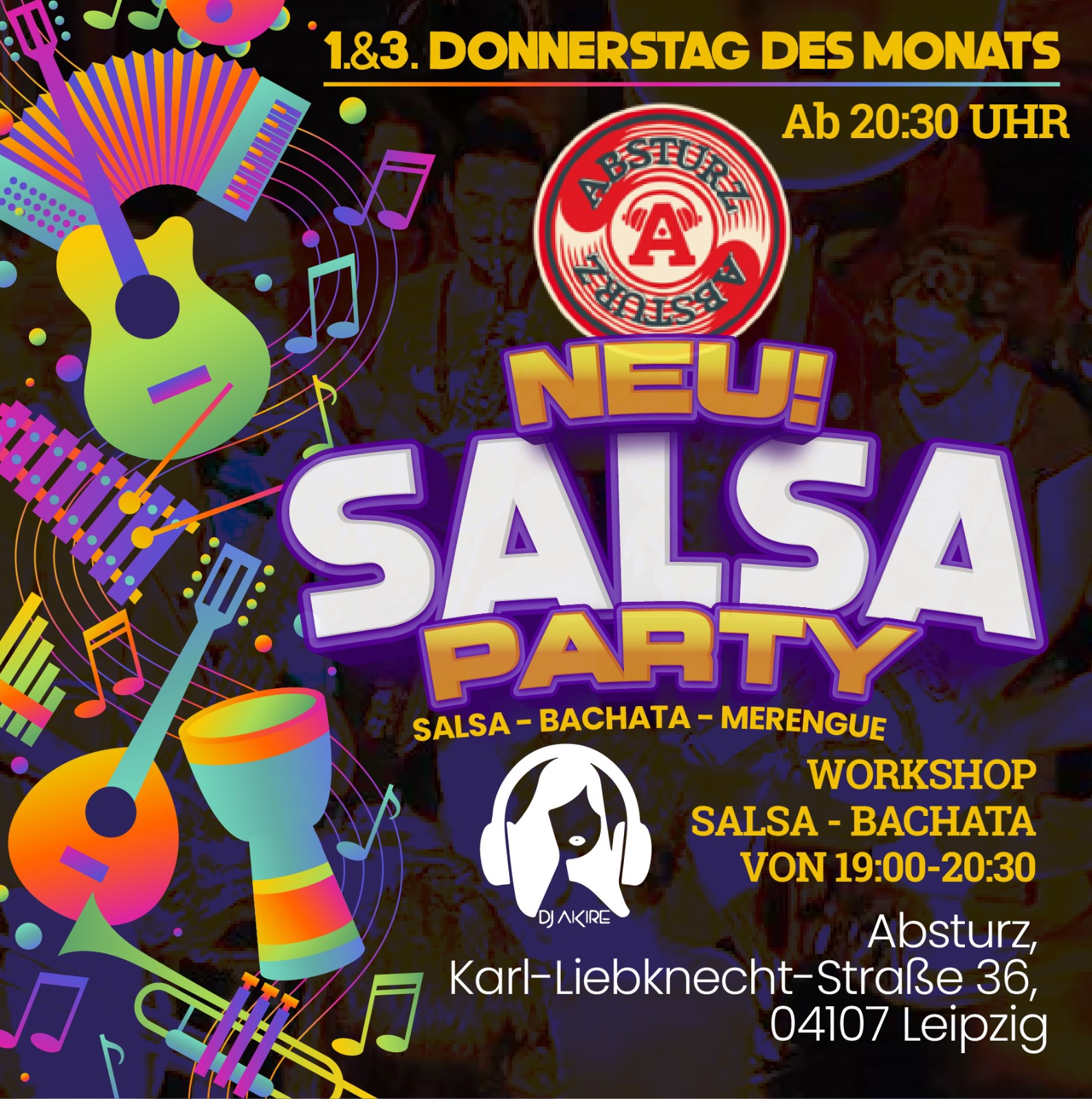 Salsa Party im Absturz mit Salsa und Bachata Workshops