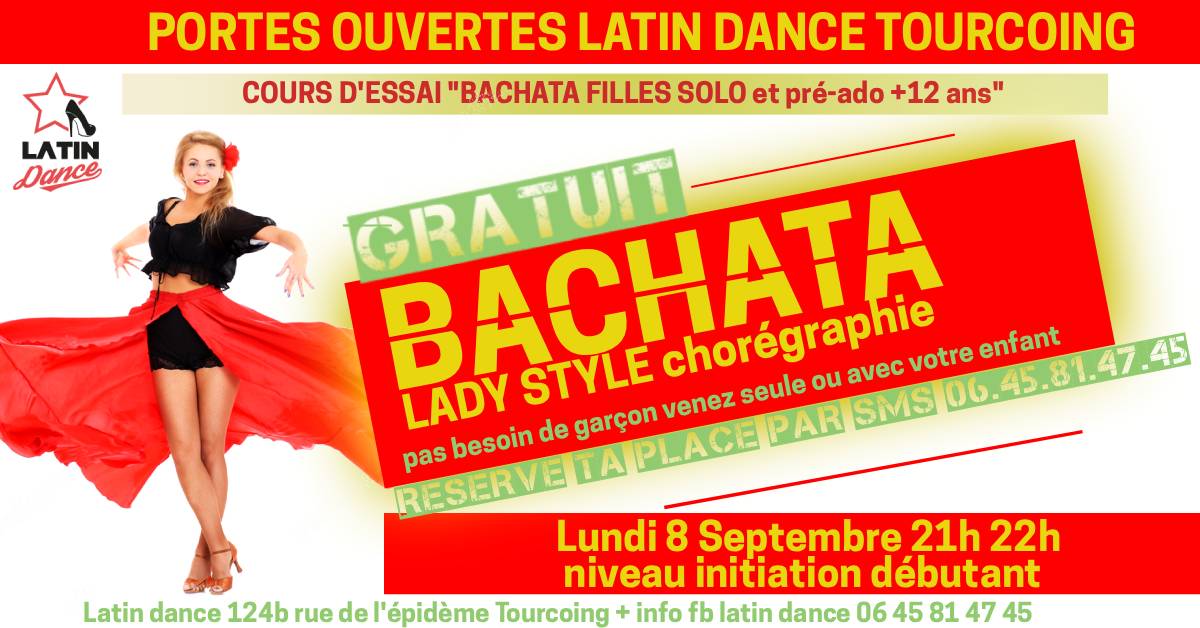 Cours d'essai BACHATA fille solo et pré-ado +12 ans GRATUIT.