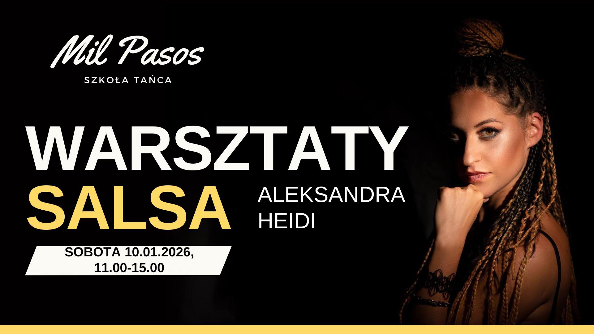 Warsztaty Salsa z HEIDI! - SOBOTA 10.01.2026 - 11:00-15:00 - 4H!