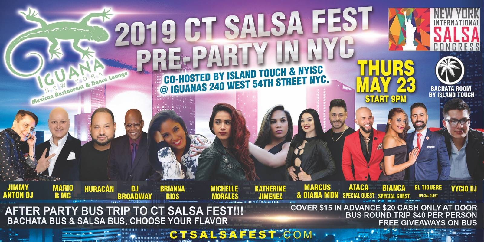 Pre-party Iguana NYC for CT Salsa Fest, bus options too!