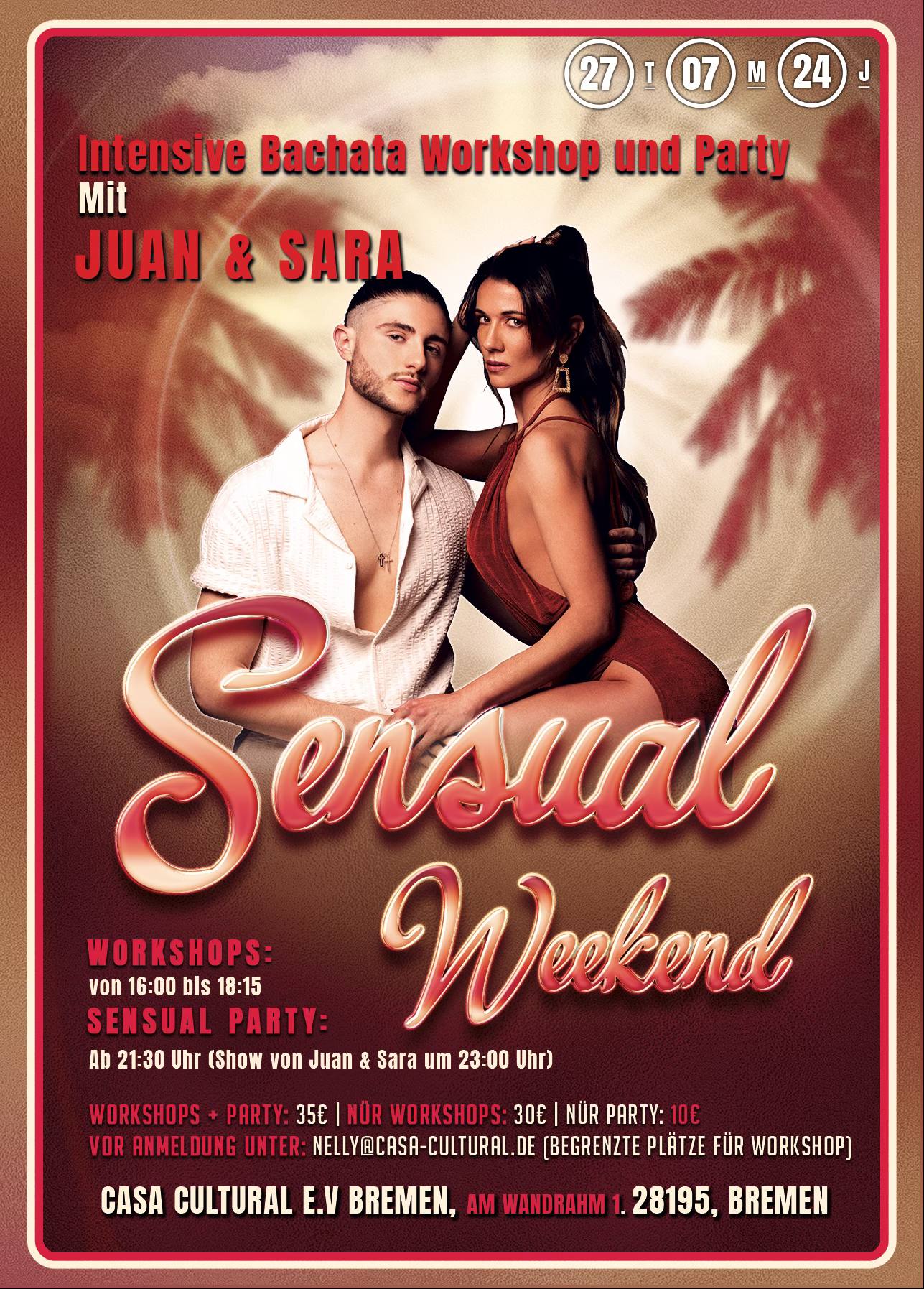 ❤️Sensual Weekend Workshop & Party mit Juan & Sara‼️‼️