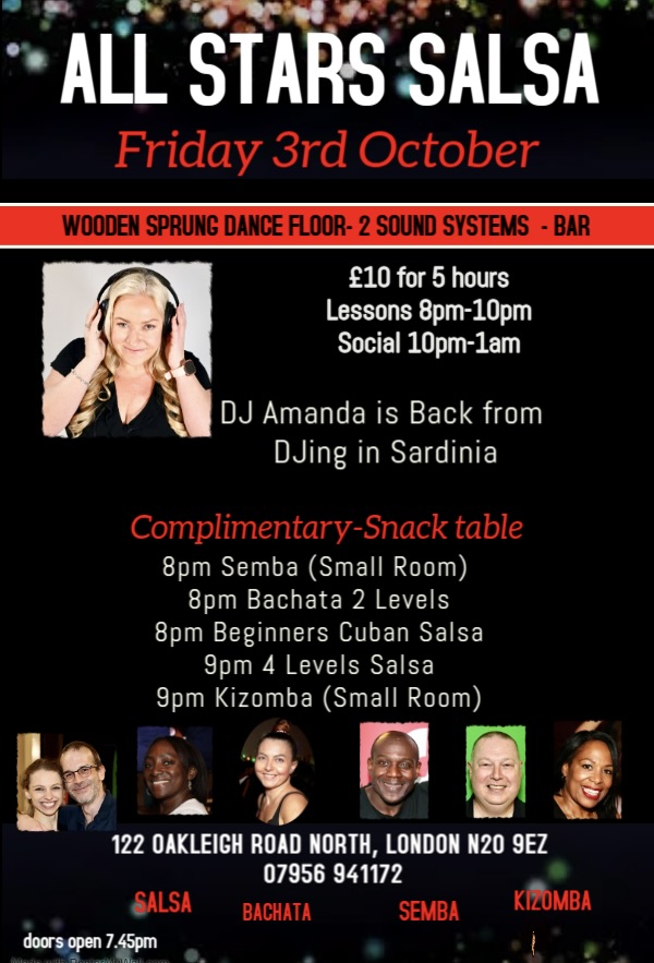 All Stars Salsa Friday 3rd October 2025