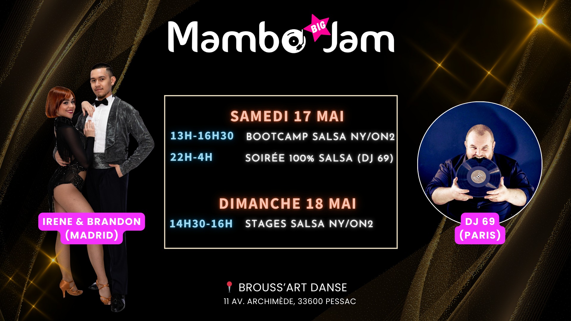 Mambo BIG Jam (Mai) Spéciale Irene & Brandon - 5h de Stages Salsa + Soirée Salsa (NY Porto)