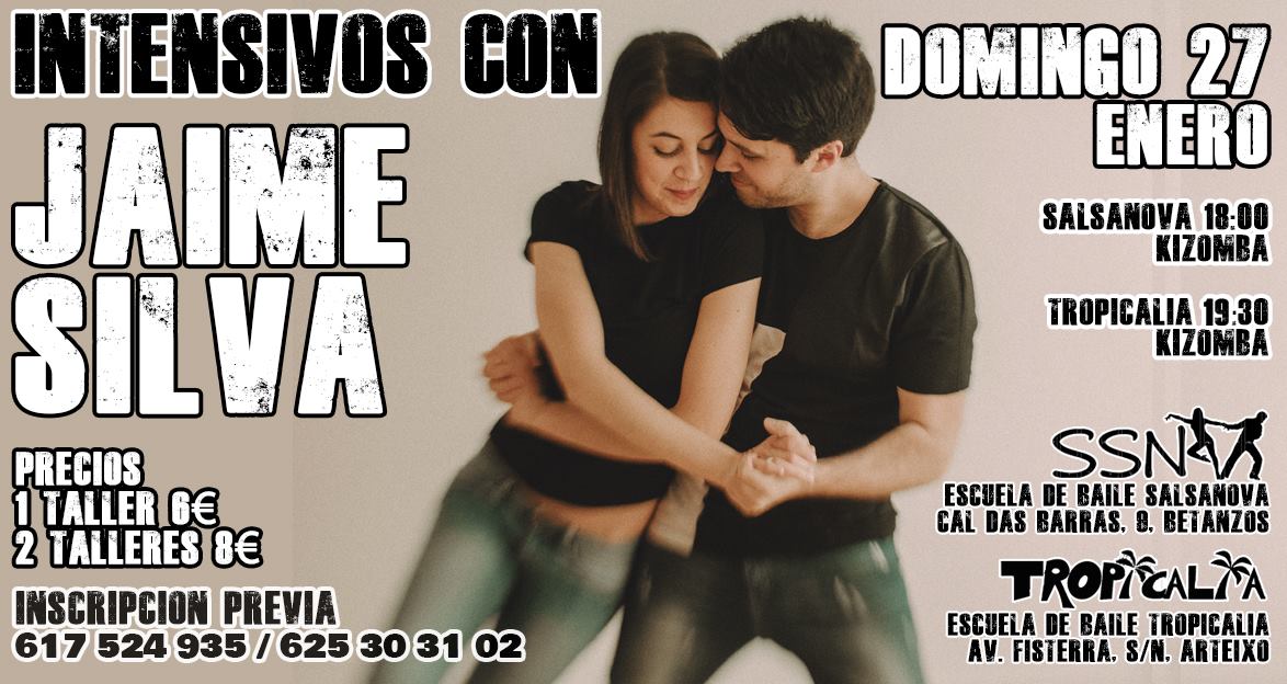Talleres de kizomba con Jaime Silva, en SalsaNova y Tropicalia