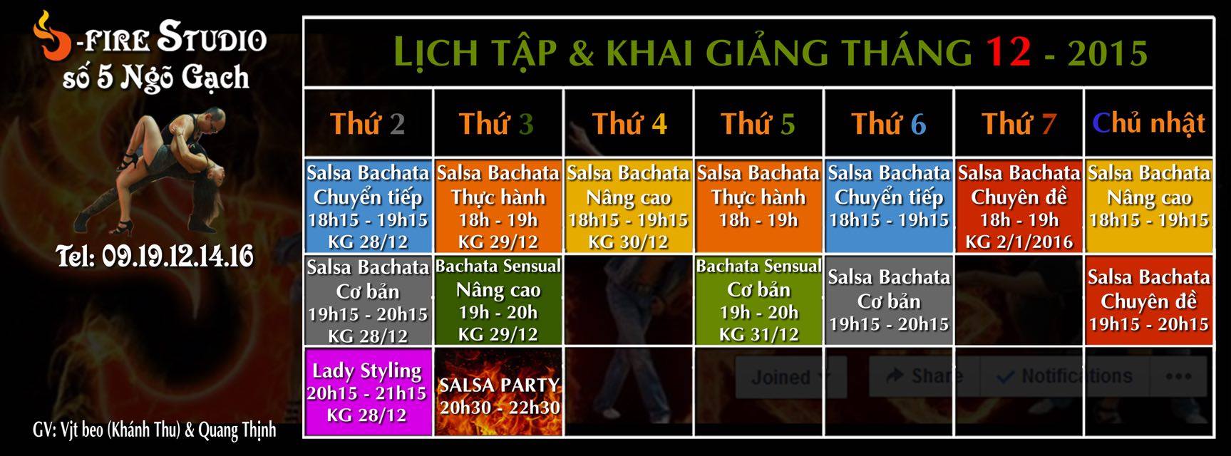 Giao lưu khiêu vũ tại Hà Nội : Cứ Thứ 3 là nhảy Salsa tại S-Fire số 5 Ngõ Gạch ( hotline 0919121416 )