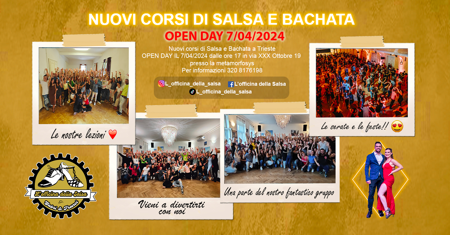 OPEN DAY - NUOVI CORSI DI SALSA E BACHATA APRILE 2024