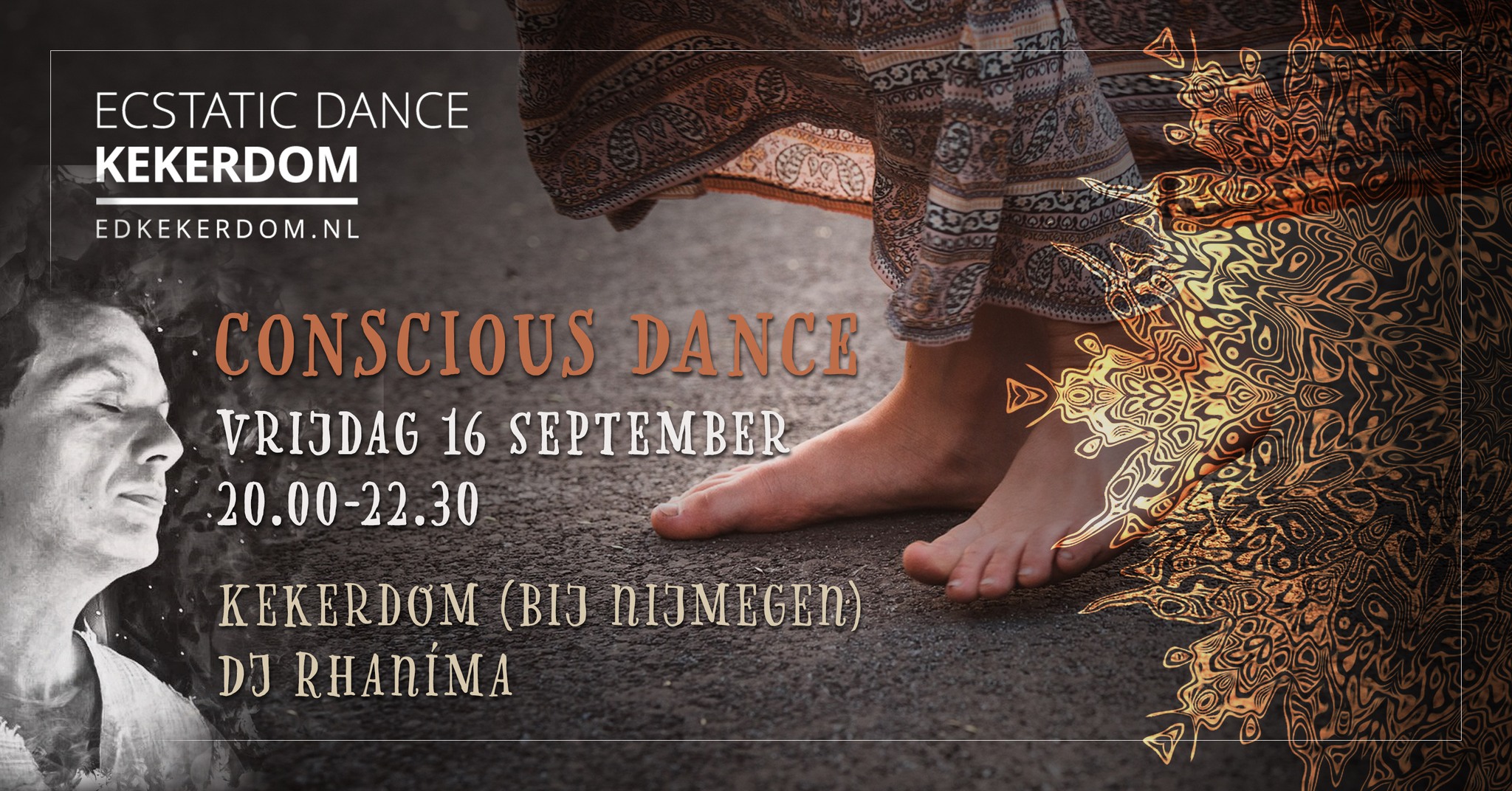 Ecstatic Dance Kekerdom (bij Nijmegen) Vrijdag 16 september DJ Rhaníma