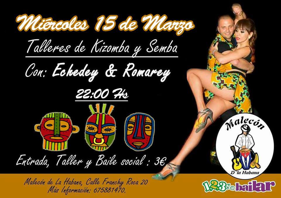 Miércoles 15 de Marzo Taller de Kizomba y Semba 22hs