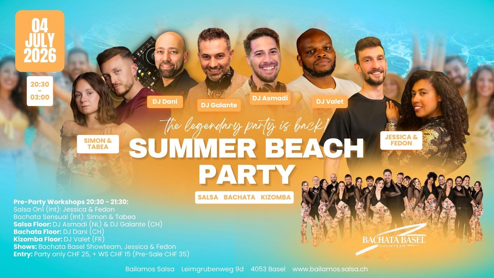 π΄ SUMMER BEACH PARTY Salsa Β· Bachata Β· Kizomba die heisseste Sommernacht in Basel π βοΈ