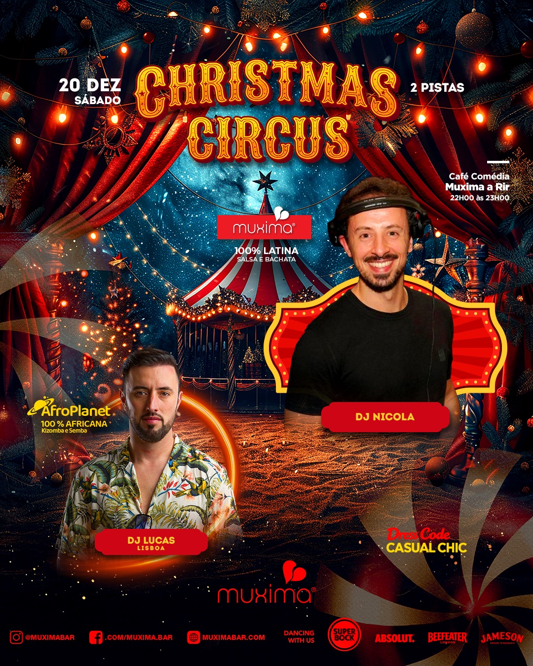 SABADO 20 DEZ 🎪✨ CHRISTMAS CIRCUS ✨🎪 2 pistas, 2 DJs e 100% energia!