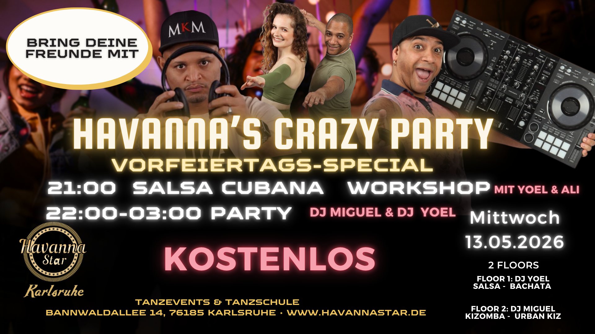 kostenfreie Party inklusive Salsa Cubana Workshop