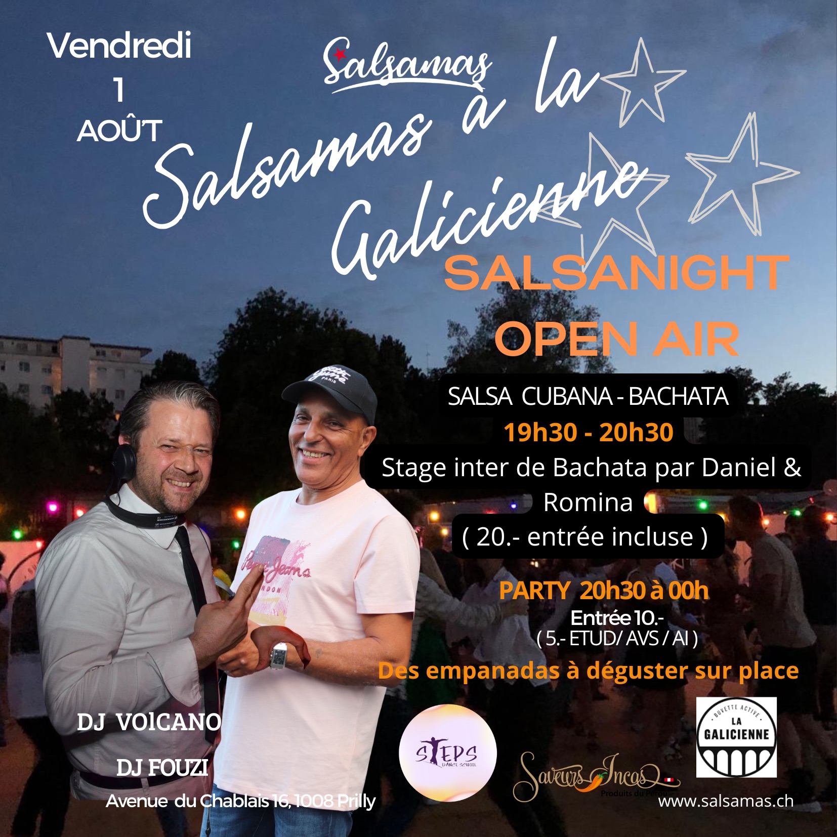 Soirée salsa-bachata à la Galicienne avec DJ Volcano & Fouzi et Stage inter en bachacha avec Daniel