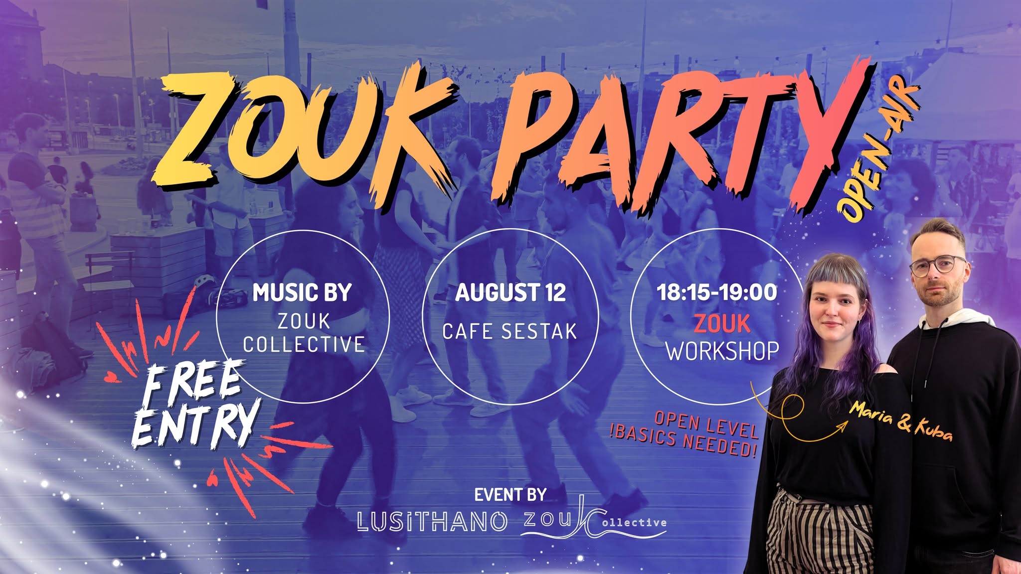 Free Zouk Party and Workshop - Brazilian Zouk - Open Air - in Cafe Sestak