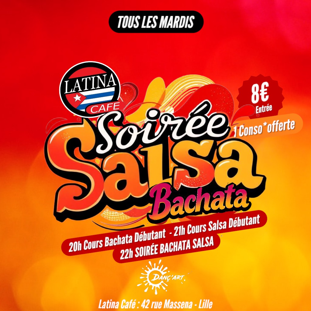 Cours et Soirée Salsa Bachata à Lille au Latina Café Le mardi