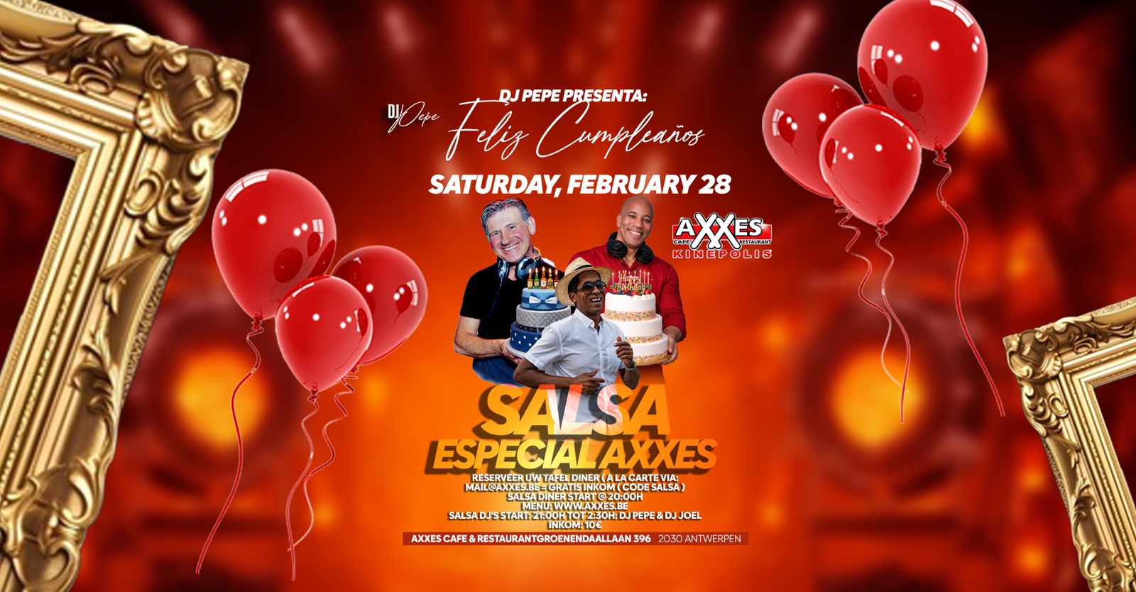 **ZATERDAG 28 FEBRUARI ** **ESPECIAL SALSA AXXES & DINER**