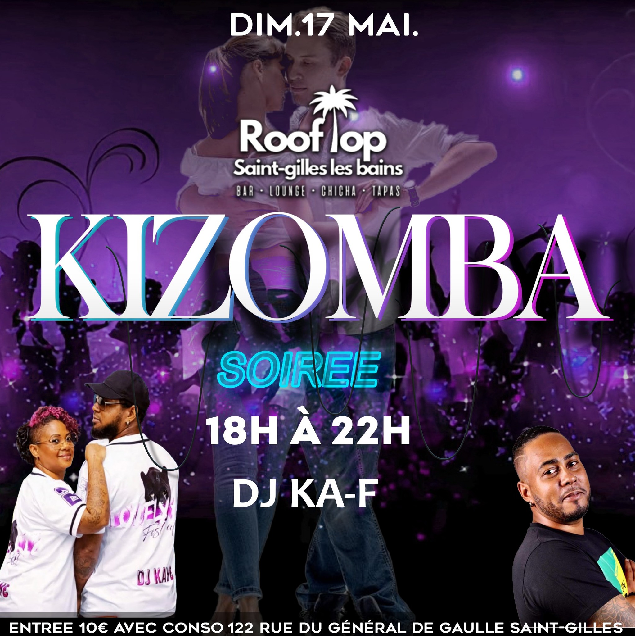 KIZOMBA DES VACANCES au Rooftop Dimanche 17 MAI de 18H à 22H avec DJ KA-F