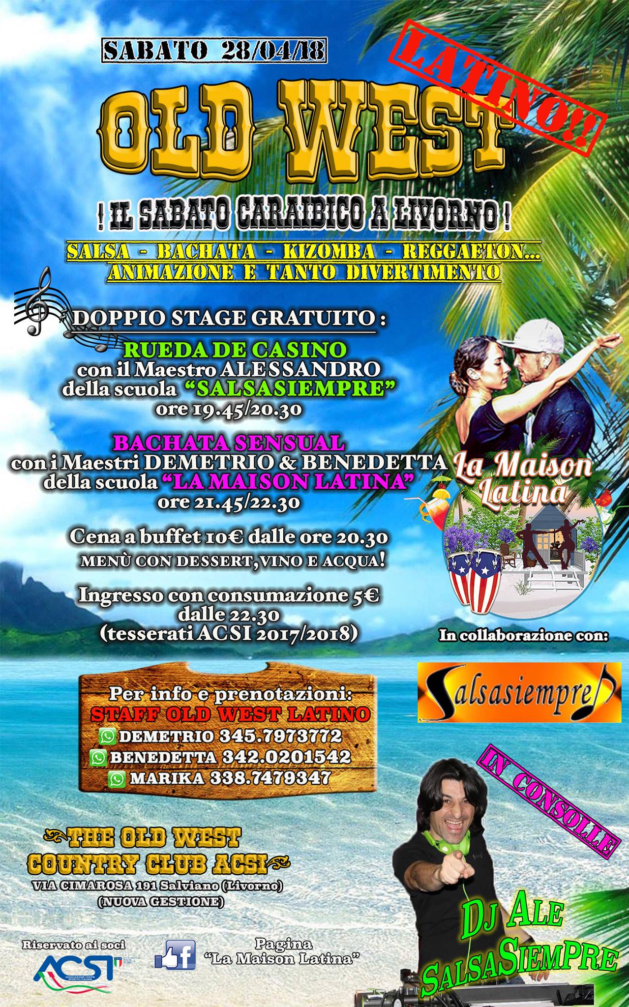 Sabato Caraibico con Doppio Stage Gratuito! Old West Latino!