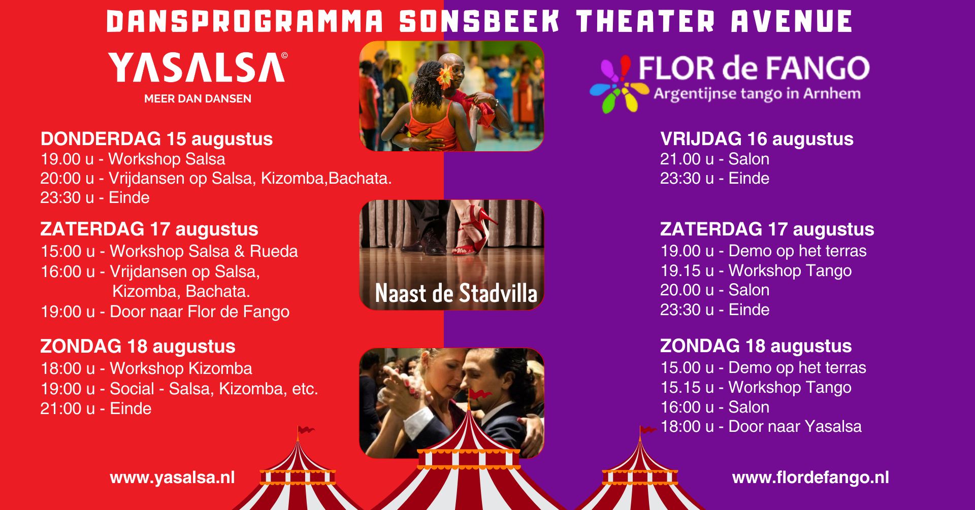 Samen dansen op Sonsbeek Theater Avenue: Salsa, Kizomba en Argentijnse tango (demo-workshop-social)