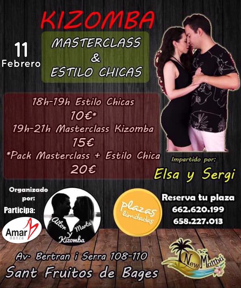 11 de Febrero!!! Tarde de Kizomba con Elsa y Sergi en New Malibu