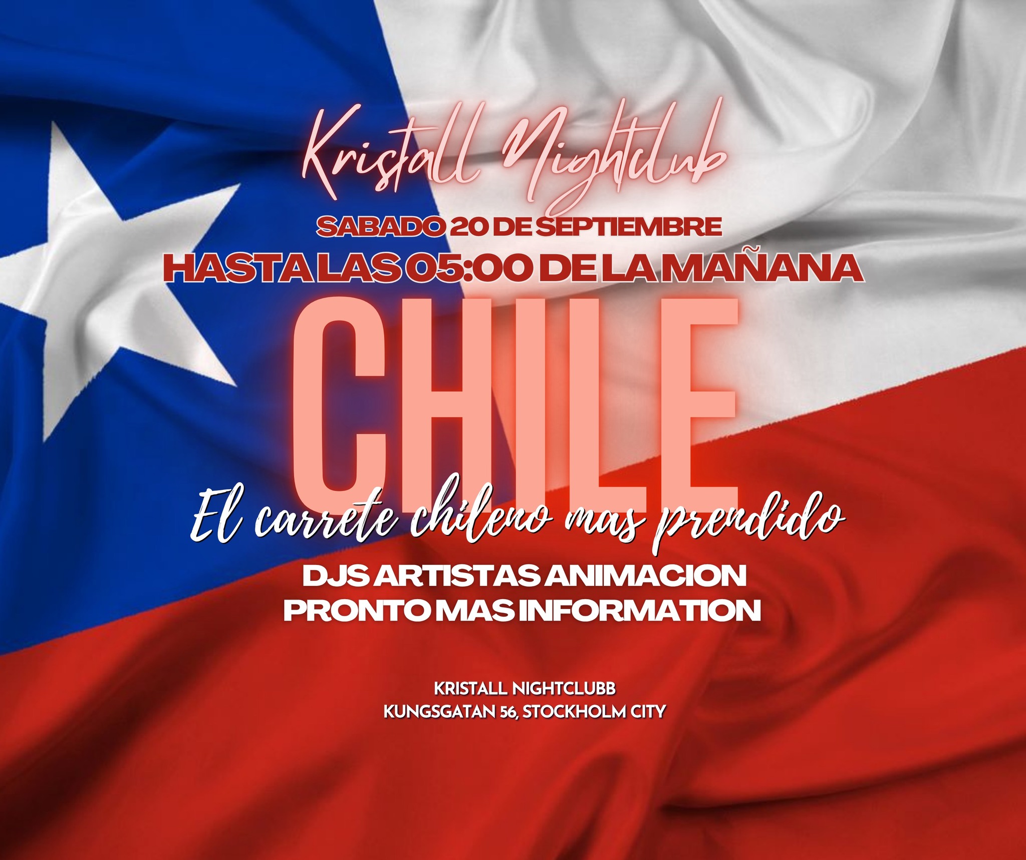 π¨π± Fiesta Chilena x Fiesta Latina π¨π± Γppet ill 05:00 Fri entre till 01:00 2 Dansgolv.