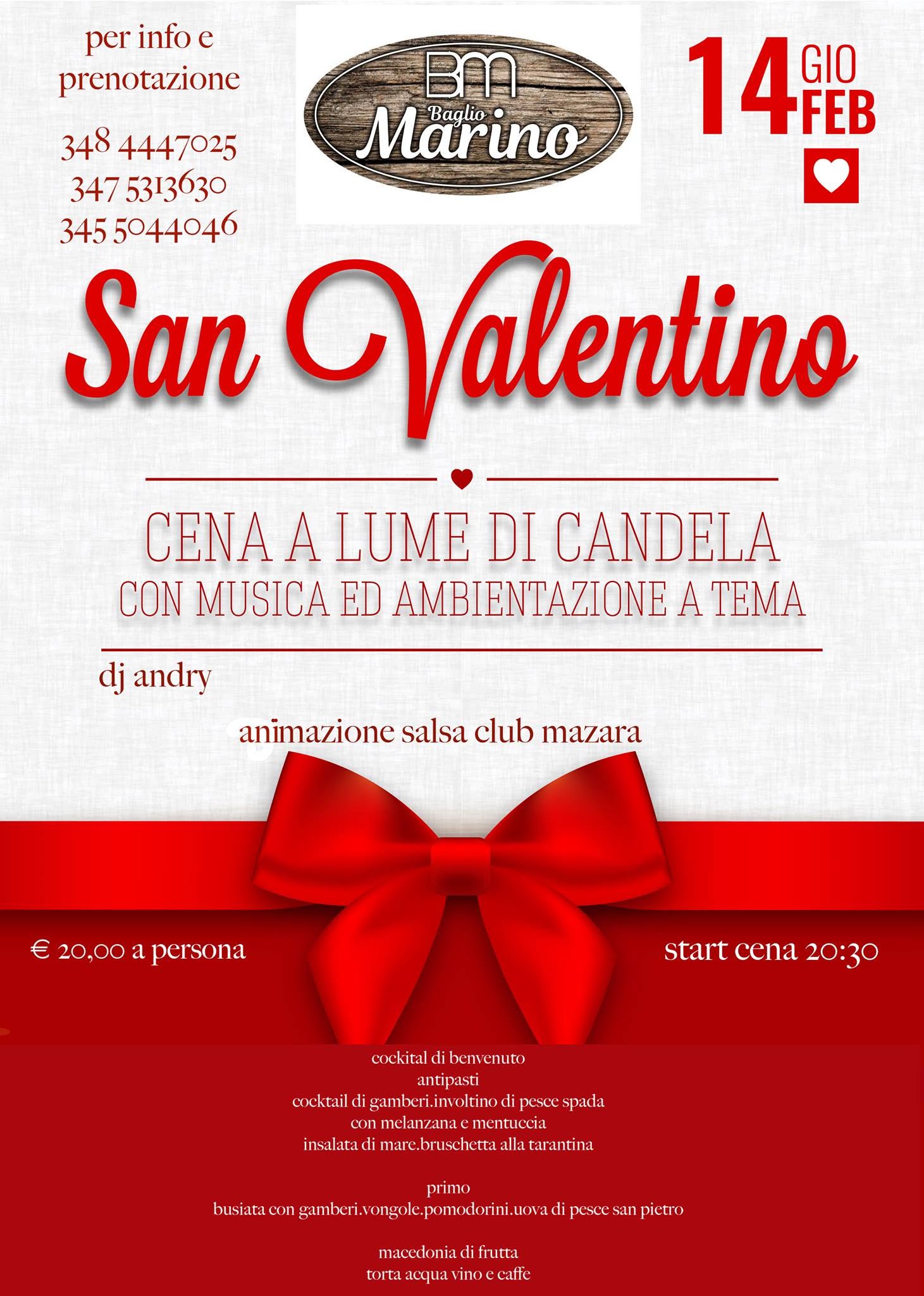 San Valentino cena a lume di candela