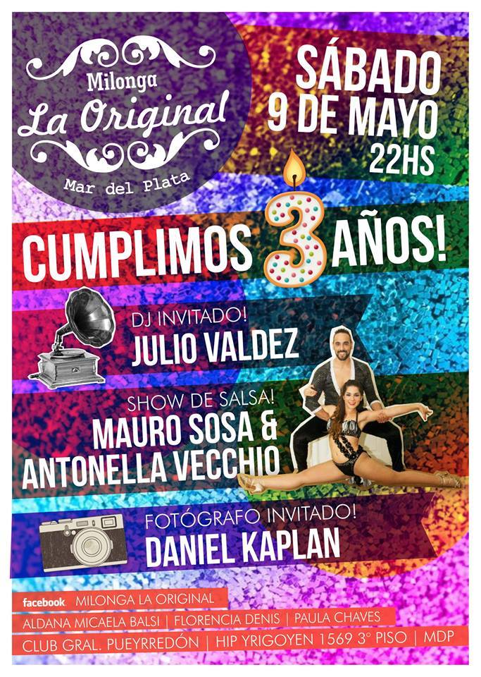 MILONGA LA ORIGINAL.. 3º ANIVERSARIO.. MAYO 2015!!