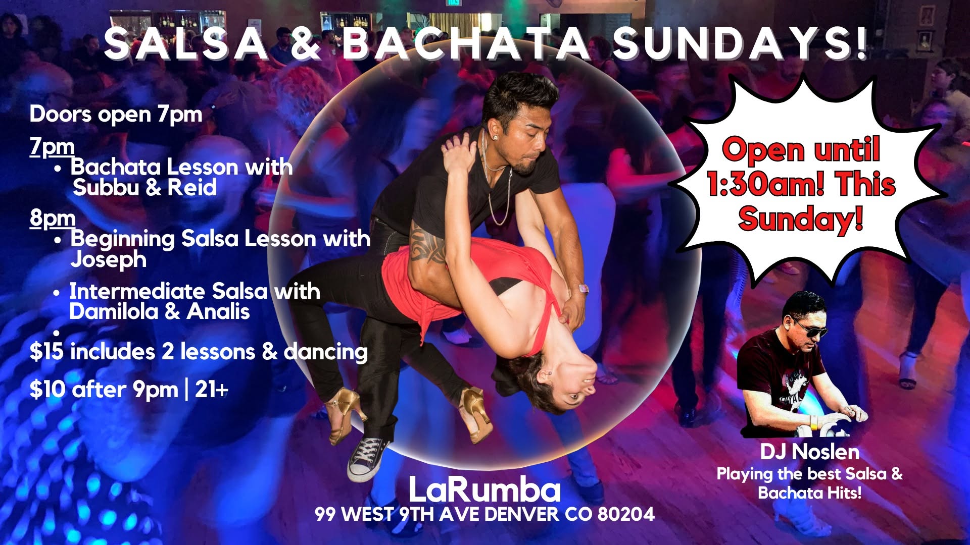 Salsa & Bachata Sundays at La Rumba! Open Until 1:30am This Sunday!