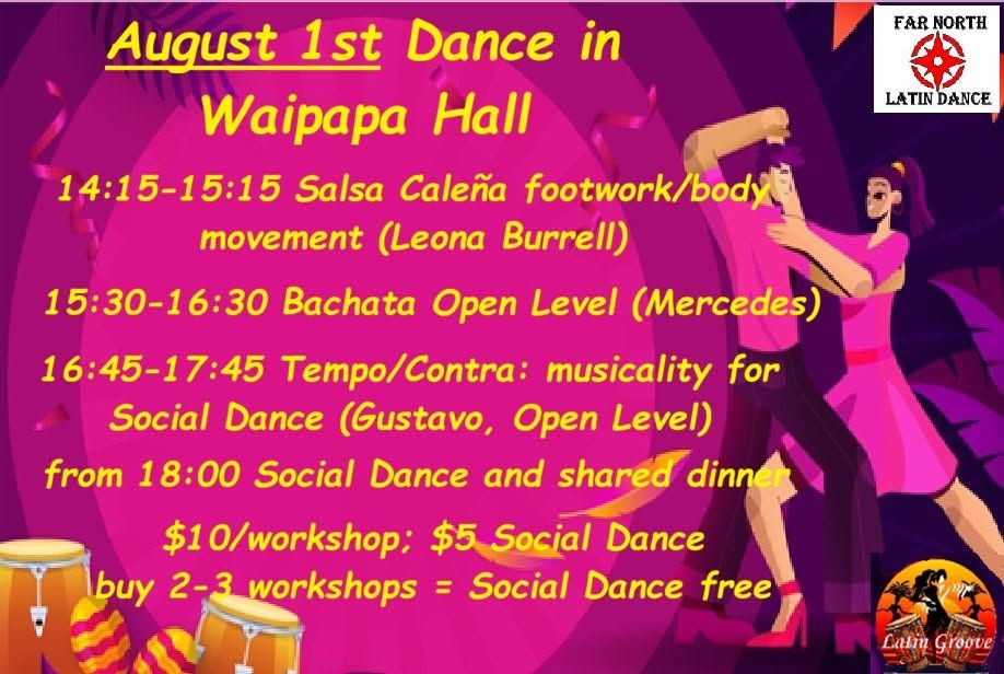 August 1st Dance Workshops and Party in Waipapa Community Hall