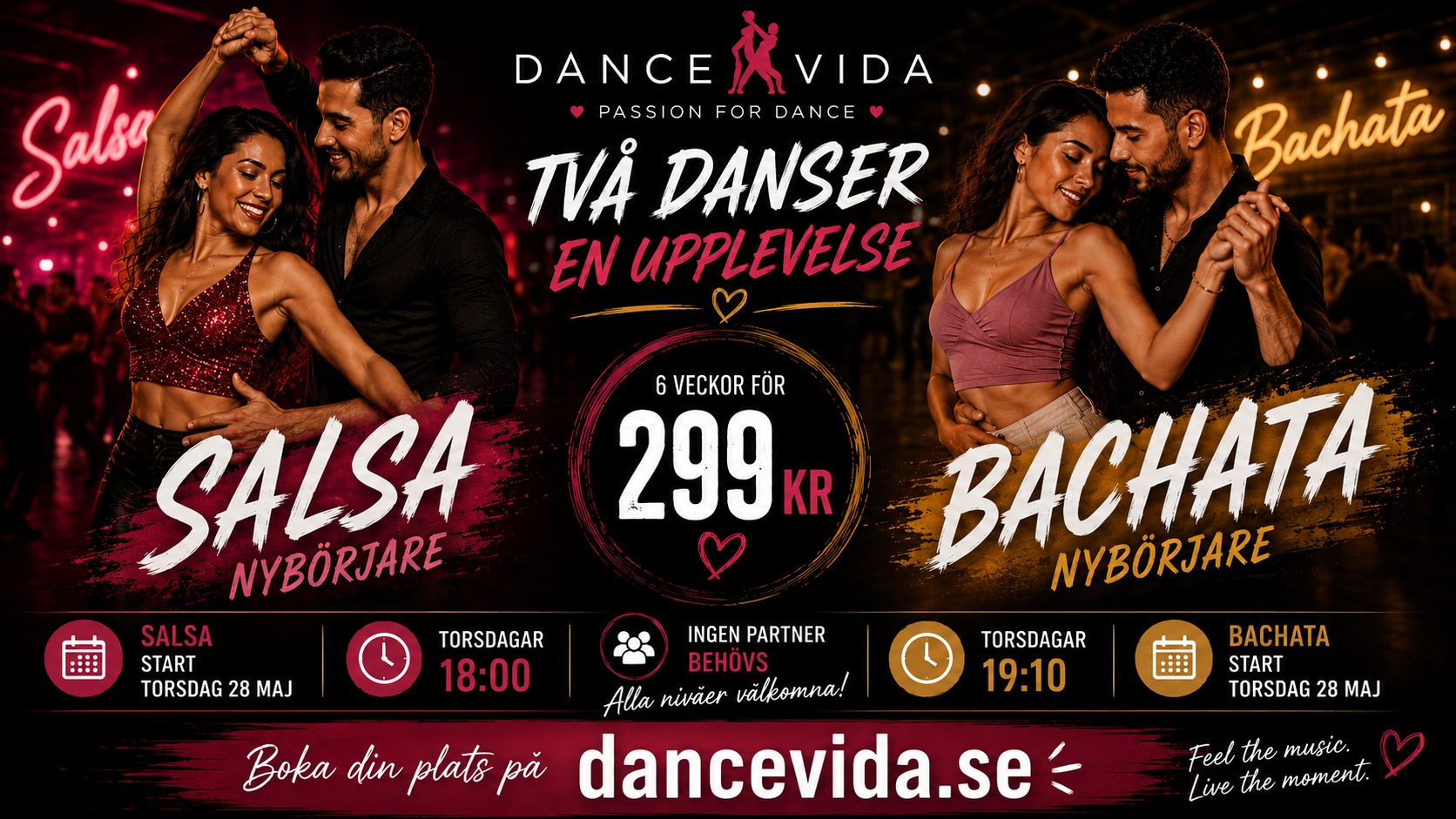75% off! Salsa & Bachata Nybörjarkurs i Göteborg