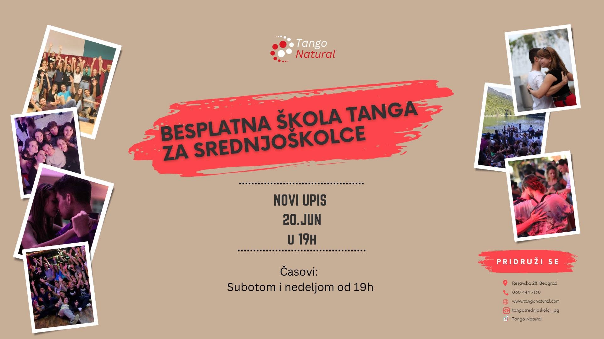 Besplatna škola tanga za srednjoškolce 🌞