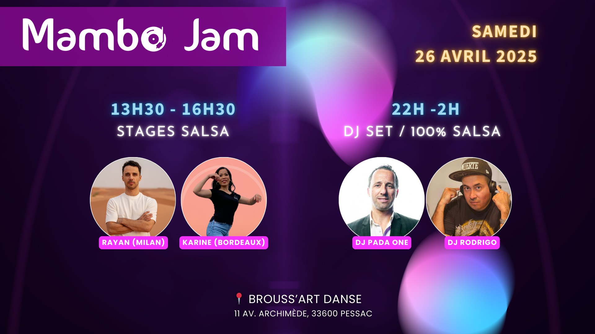 Mambo Jam (Avril) 3h de stages salsa avec Rayan & Karine + Soirée 100% Salsa