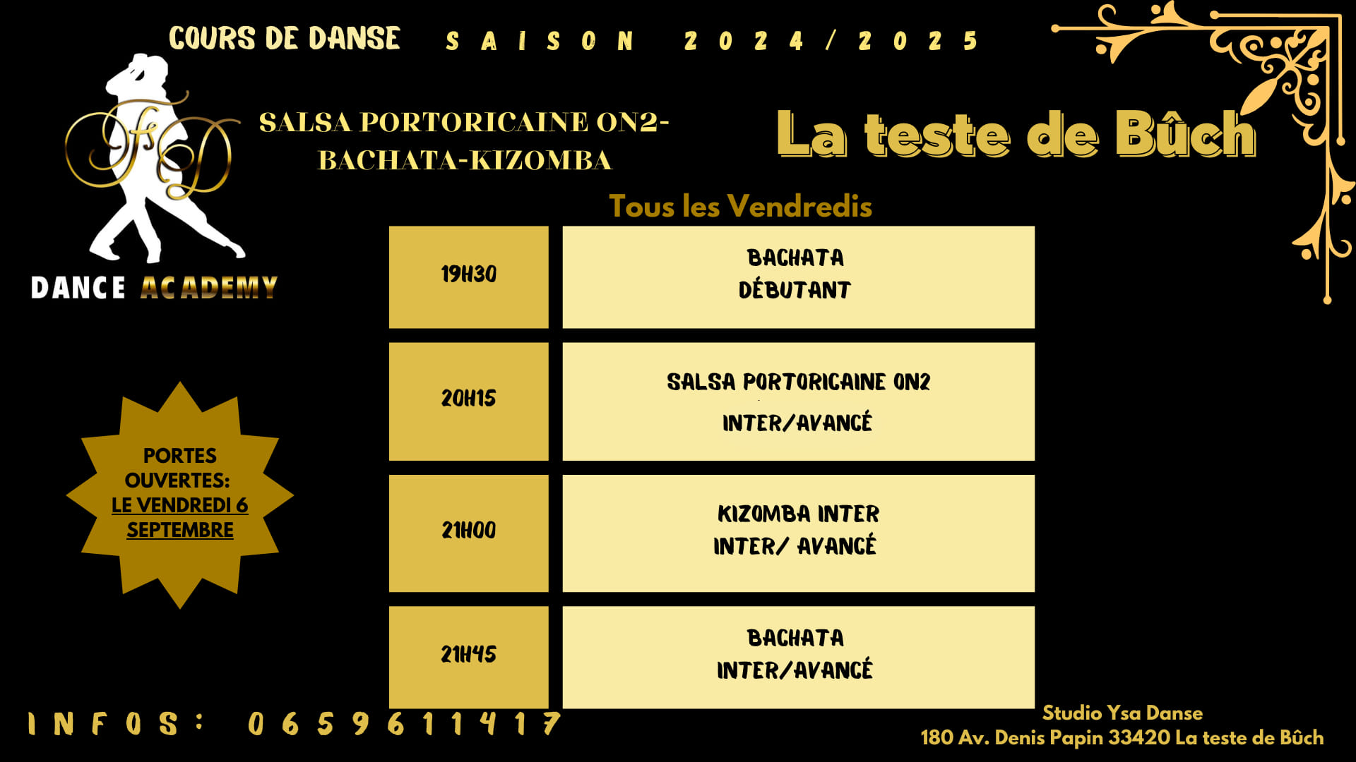 Rentrée 2024-2025 Cours de Salsa Porto On2, Bachata et Kizomba à La Teste-De-Buch