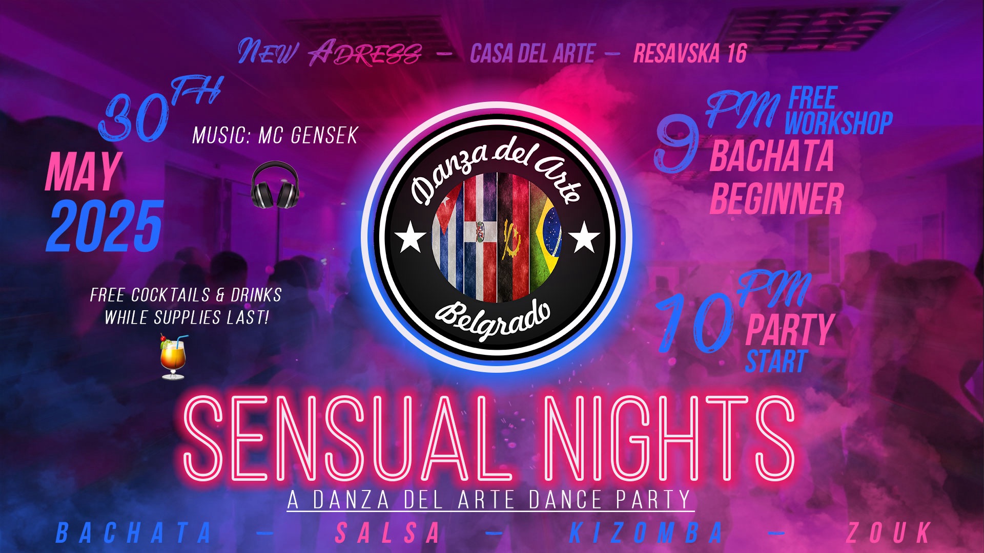 🕺Sensual Nights - A Danza del Arte Party 📌 Resavska 16 📅 Friday, May 30th, 2025 🕘 9PM 💃