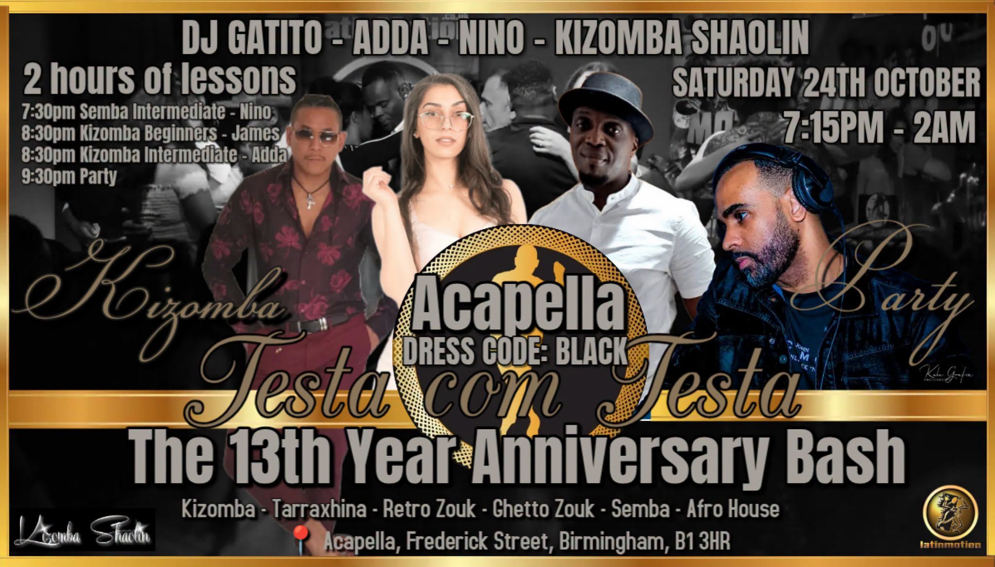 ★TestaComTesta★13th Anniversary★SAT24thOctober★ACAPELLA★DJ Gatito★Adda★Nino★James★3 lessons 1 Party