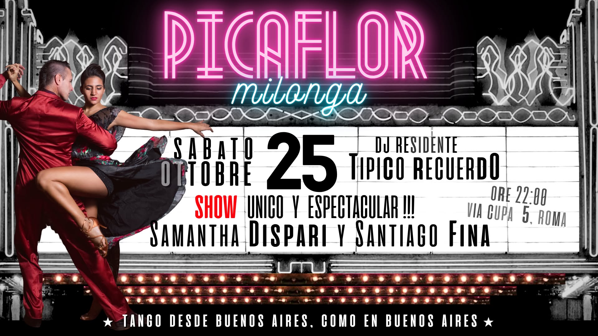 Picaflor Milonga: Especial SHOW โจ Samantha Dispari y Santiago Fina โจ