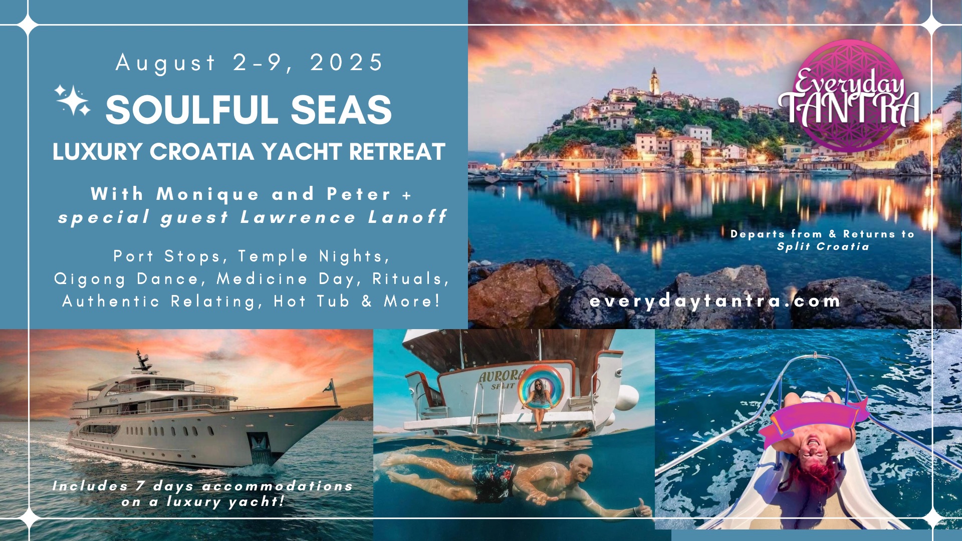 Soulful Seas Croatia Tantric Luxury Yacht Retreat with Monique Darling & Peter Petersen