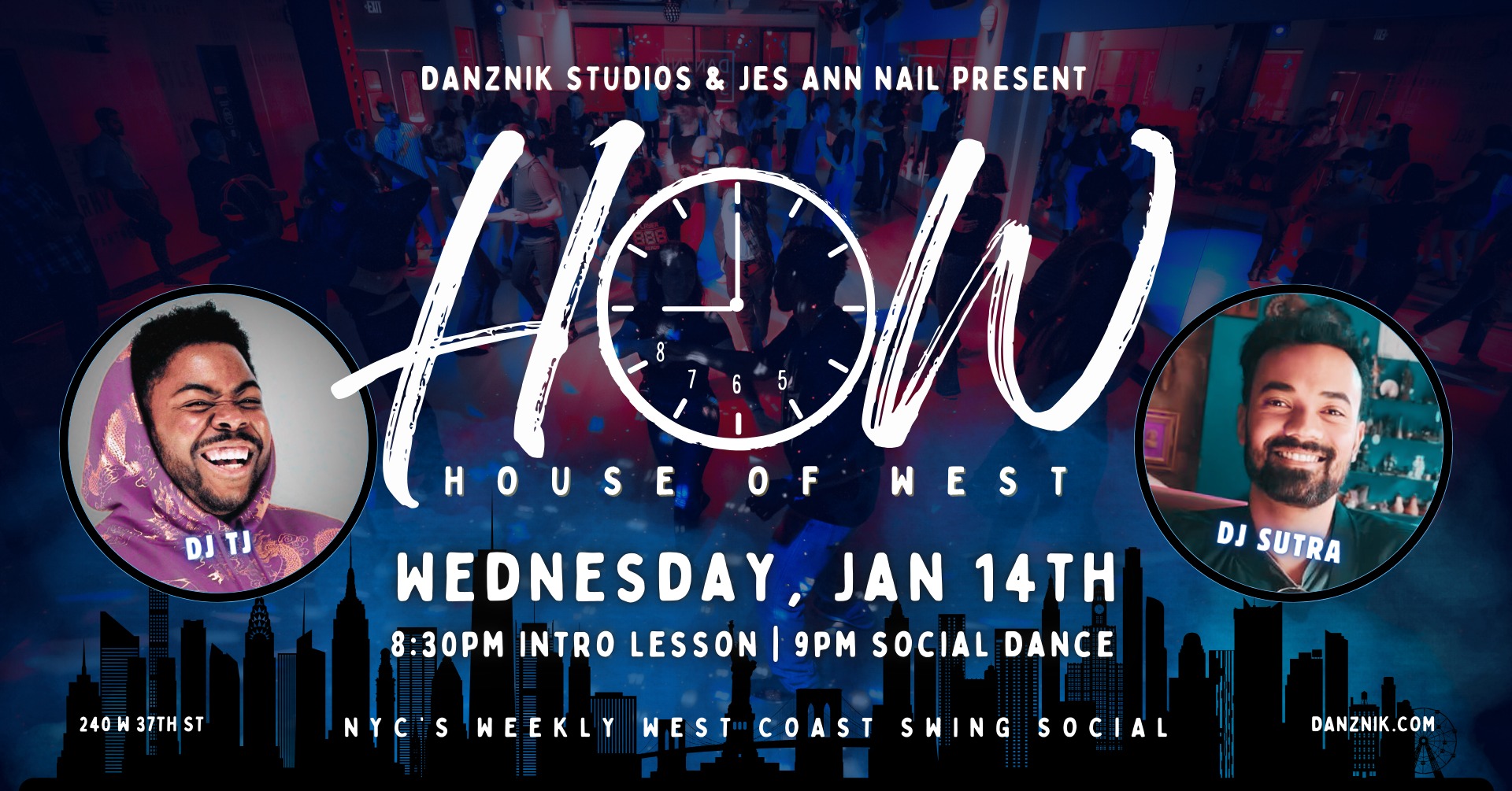 House of West • NYC's Weekly West Coast Swing Social • ft. DJs TJ & Sutra • Intro Class w Betty Q